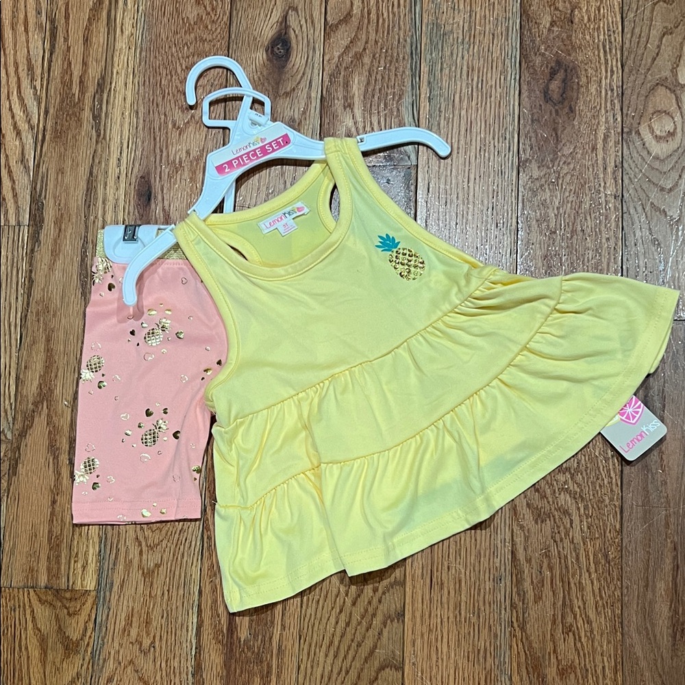 Yellow and Pink Pineapple Toddler Outfit
